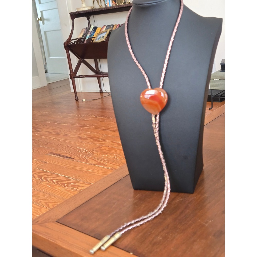 Carnelian Heart Bolo Tie Vintage Southwestern READ